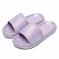 Ciabatte aperte 40/41 in materiale sintetico lilla con fascia glitterata floreale