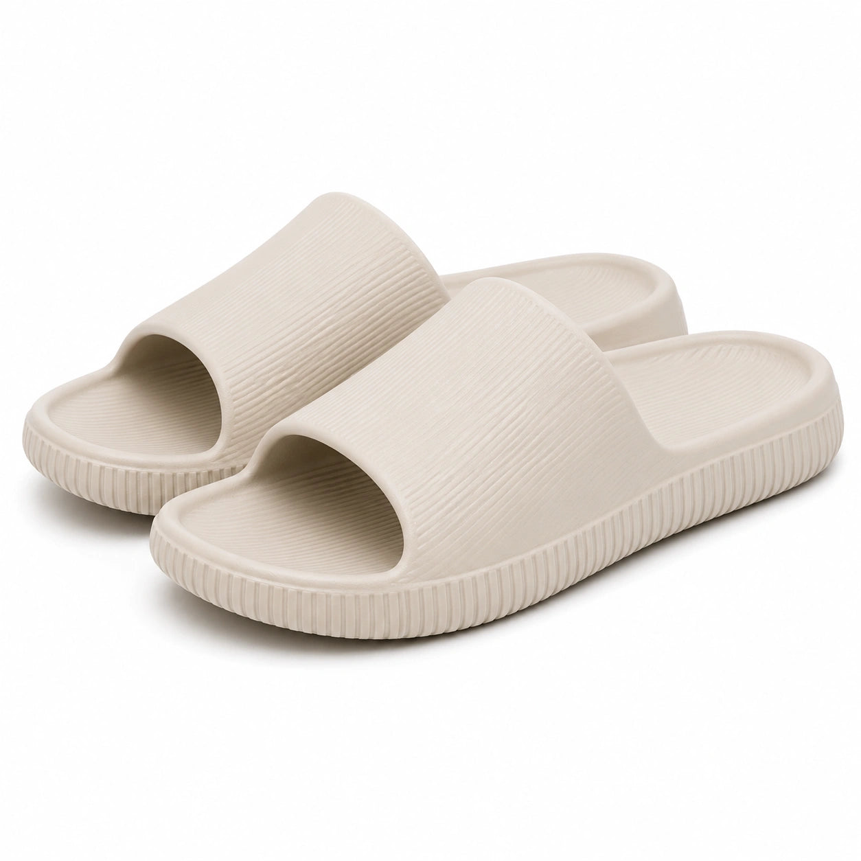 Ciabatte aperte 40/41 in EVA beige - suola scanalata per uso quotidiano