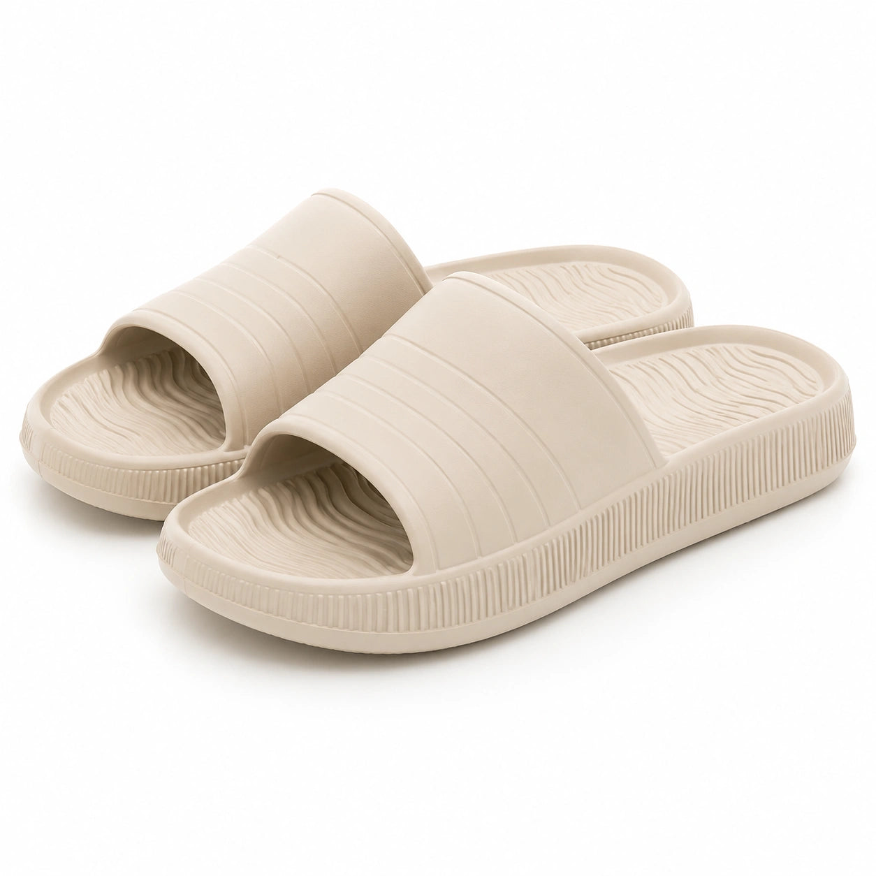 Ciabatte slide 36/37 in materiale sintetico beige - suola sagomata antiscivolo per casa e tempo libero