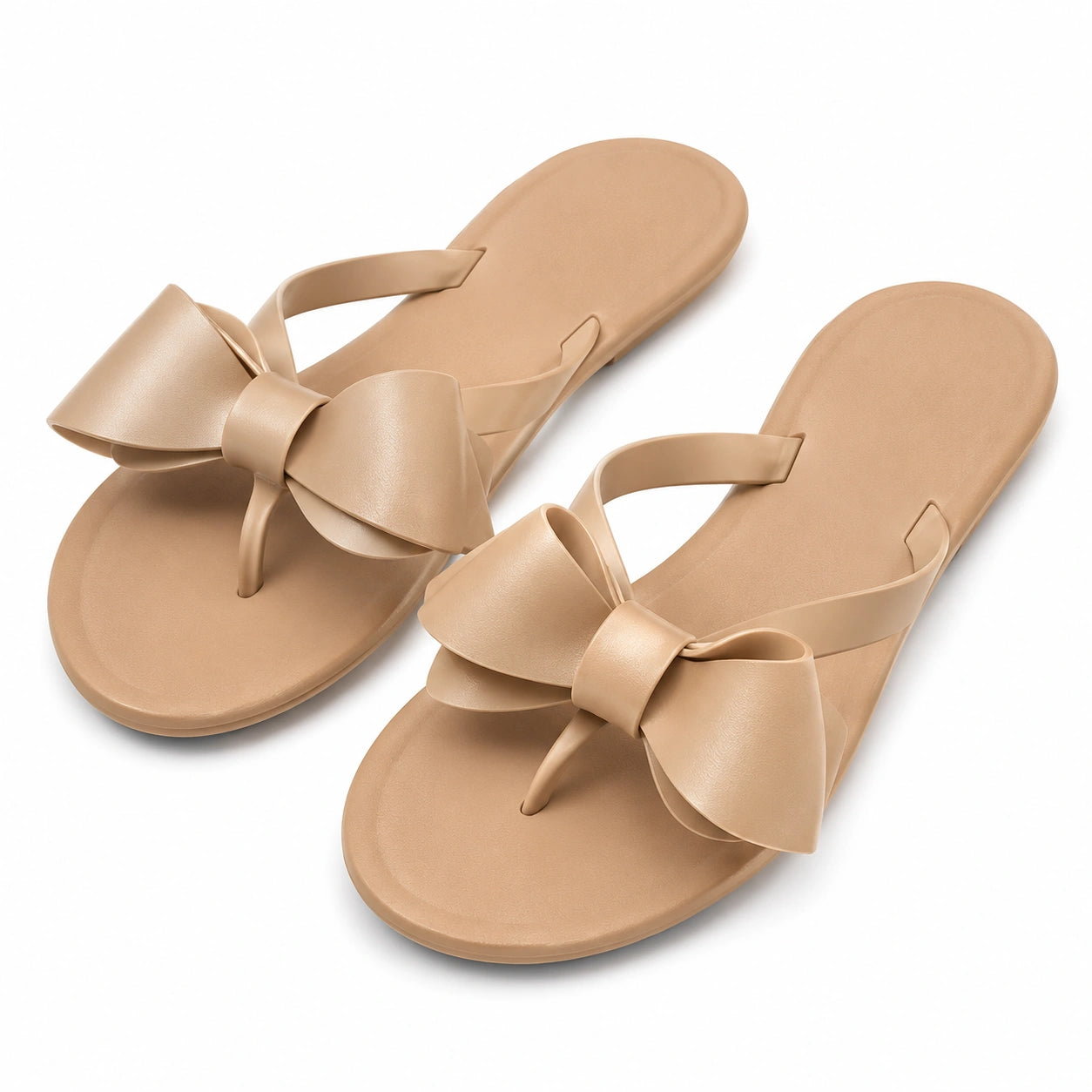 Infradito donna 36/37 in materiale sintetico beige con fiocco stile estivo