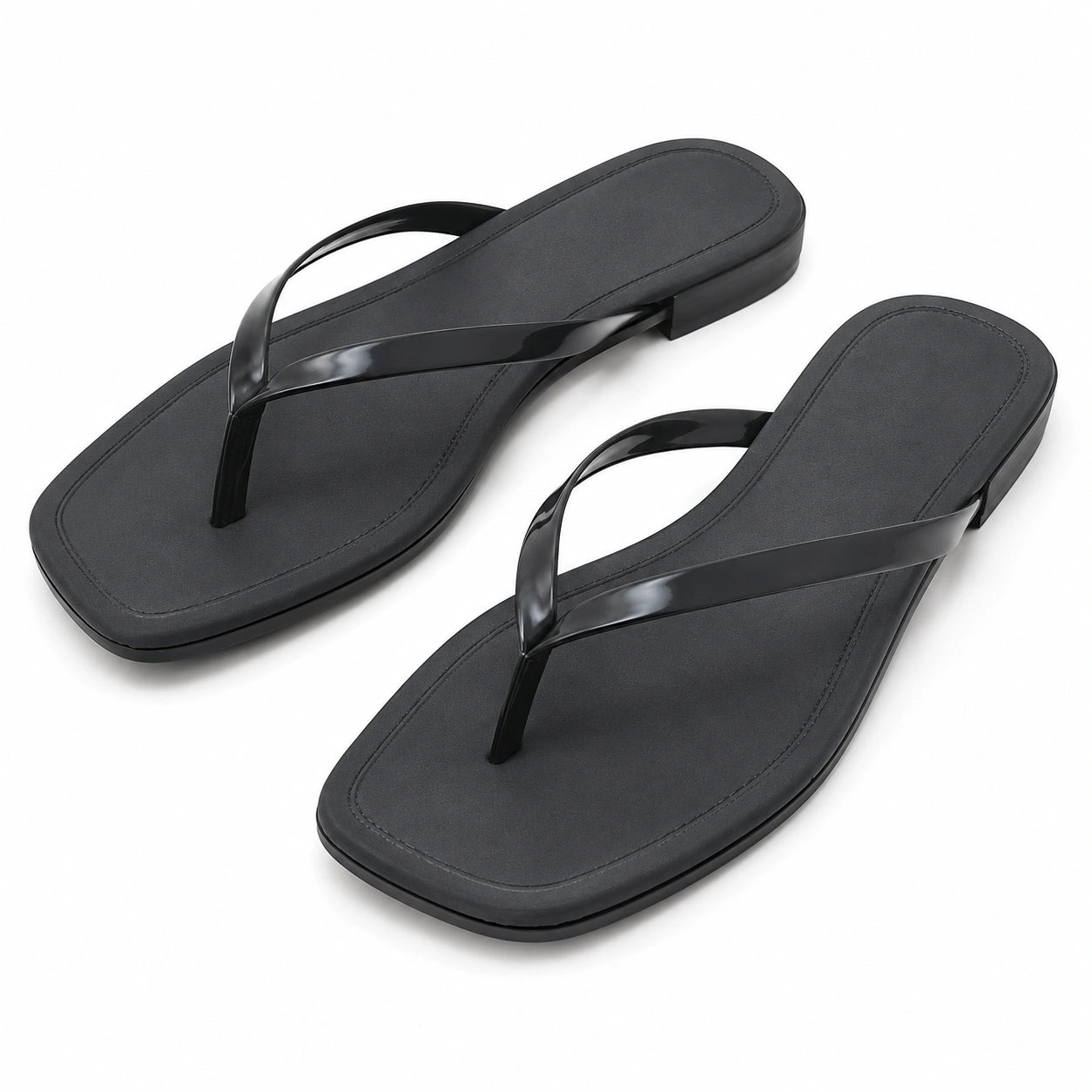 Infradito donna 36/37 sintetiche nere - suola piatta stile minimalista