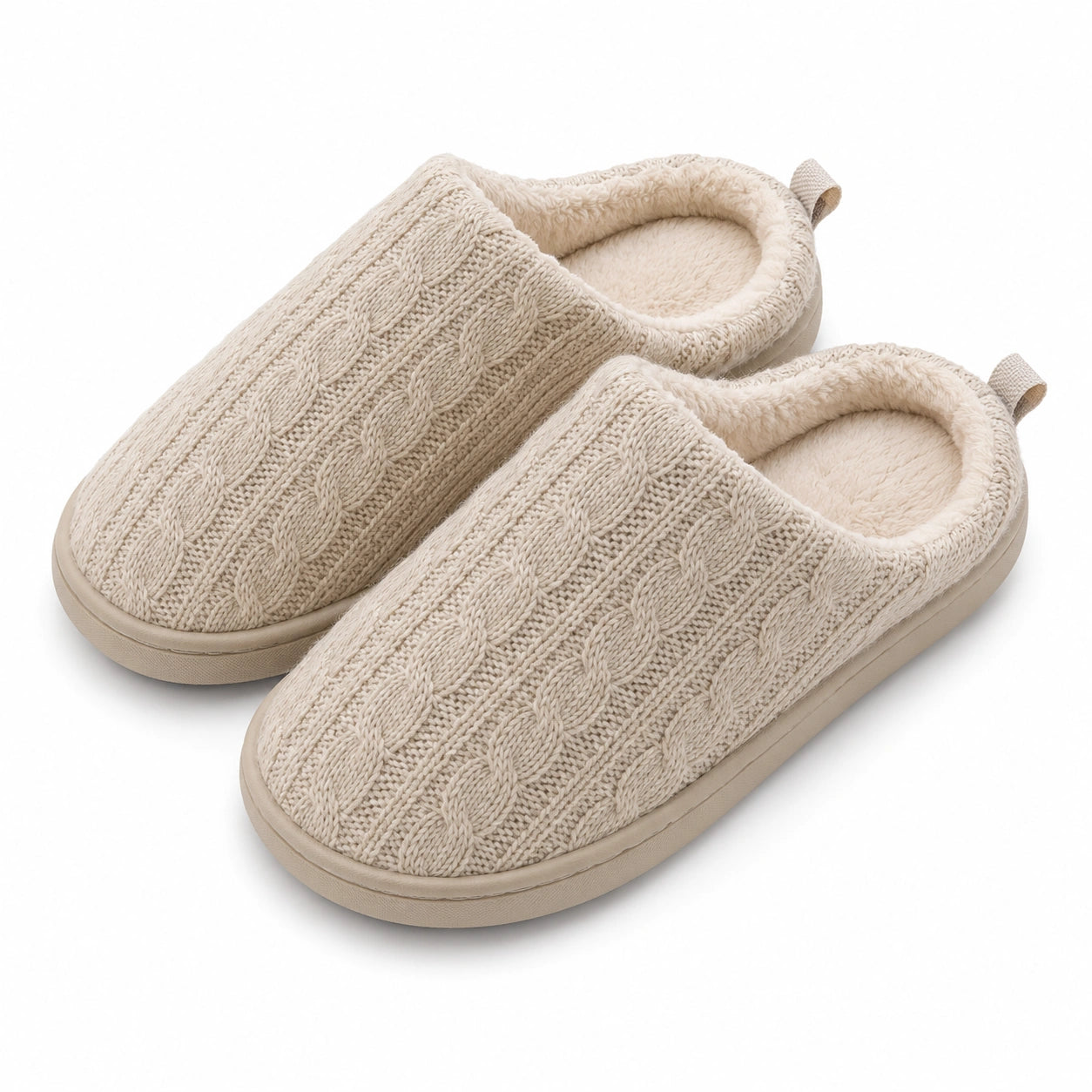 Pantofole da casa 40/41 in tessuto beige con fodera morbida e suola sintetica